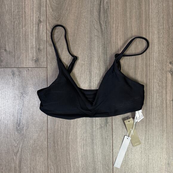 J.Crew Classic Sculpt Lana Bikini Top SZ S Black V-Neck Removable Pad Adjustable - Picture 3 of 8